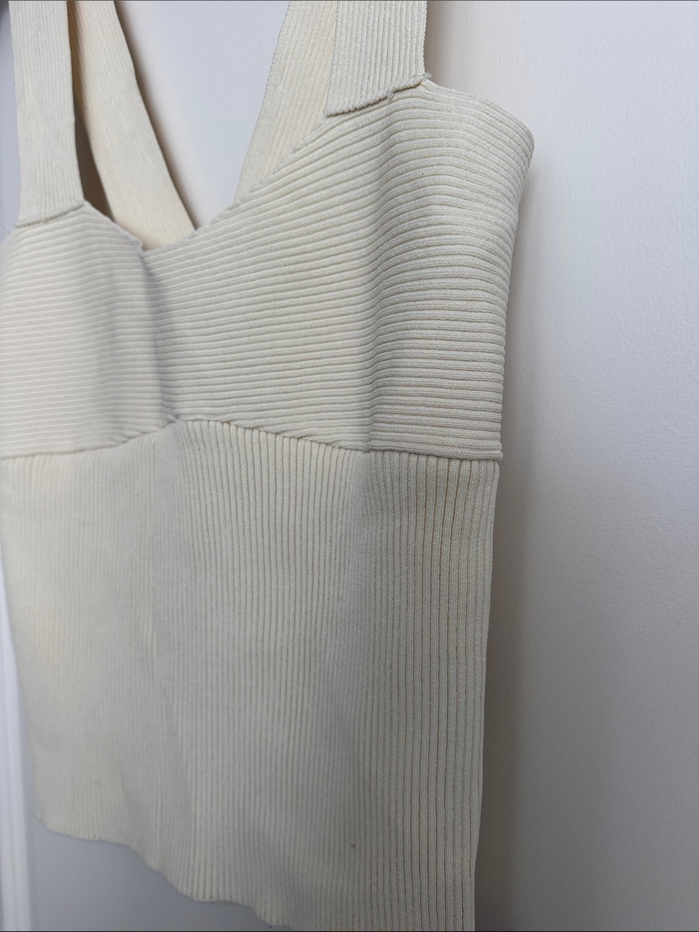 Primark Ivory Ribbed V-Neck Tank Top - Picture 2 of 5